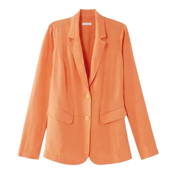 J. Jill Petites Love Linen Orange Blazer Size Medium - Picture 2 of 11